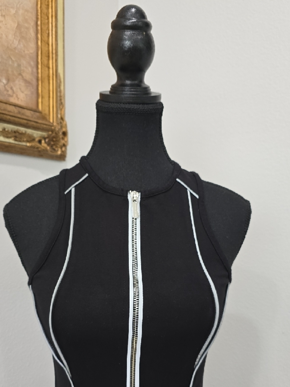 Manière De Voir (MDV) Black Reflective Piped Racer Crop Top UK 8 (US 4) - Picture 9 of 13